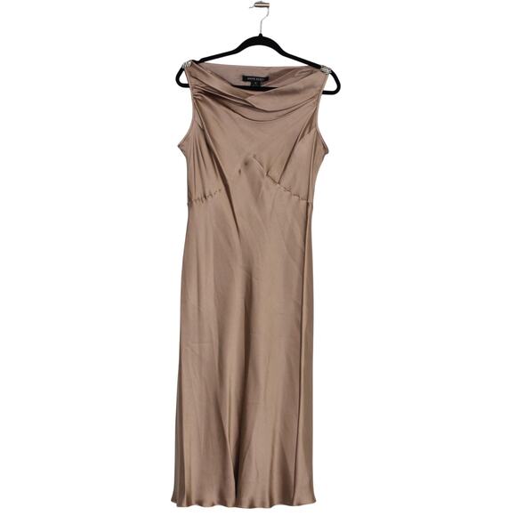 Anne Klein 100% Silk Midi Dress Sleeveless Draped Cowl Neck Size 14 NWT - Picture 1 of 8